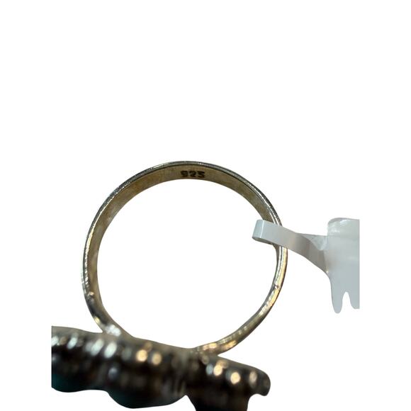 925 Sterling Silver Mohave Turquoise Flower Ring – Size 8 - Picture 3 of 3